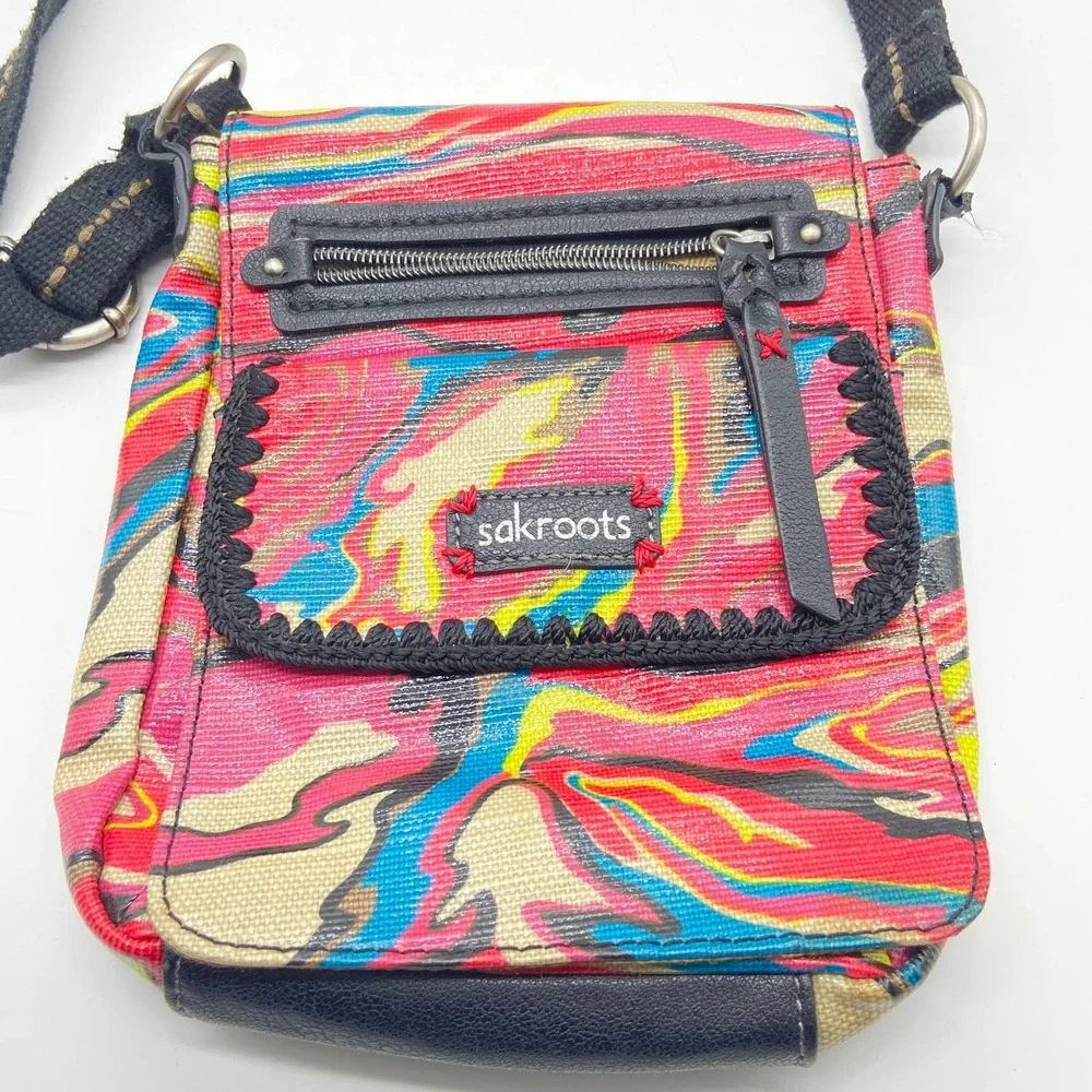 Sakroots handbag purse Multi color Small Size many compartments crossbody - Picture 3 of 11